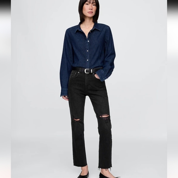 GAP Denim - GAP Cheeky Highrise Straight Black Jeans